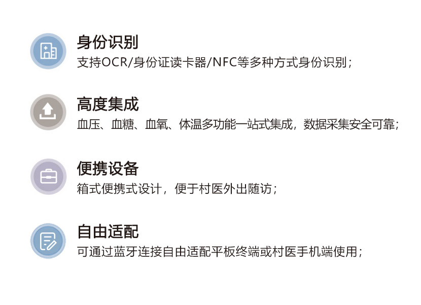 �����R(sh��)�e ֧��OCR/�����C�x����/NFC�ȶ�N��ʽ�����R(sh��)�e��  �߶ȼ��� Ѫ����Ѫ�ǡ�Ѫ�����w�صȶ๦��һվʽ��������(sh��)��(j��)�ɼ���ȫ�ɿ���  ��y�O(sh��)�� ��ʽ���ʽ�O(sh��)Ӌ(j��)�����ڴ��t(y��)����S�L(f��ng)��  �����m�� ��ͨ�{(l��n)���B�������m��ƽ��K�˻���t(y��)�֙C(j��)��ʹ����